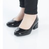 Yuvarlak Burunlu Siyah Rugan Kadın Ayakkabı 7070