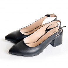 Siyah Bayan Kalın Topuklu Ayakkabı 5005